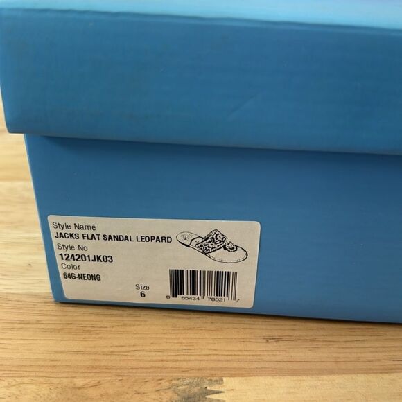 Jack Rogers Jacks Flat Sandals- Neon Green Leopard- Size 6- NIB - Picture 2 of 8